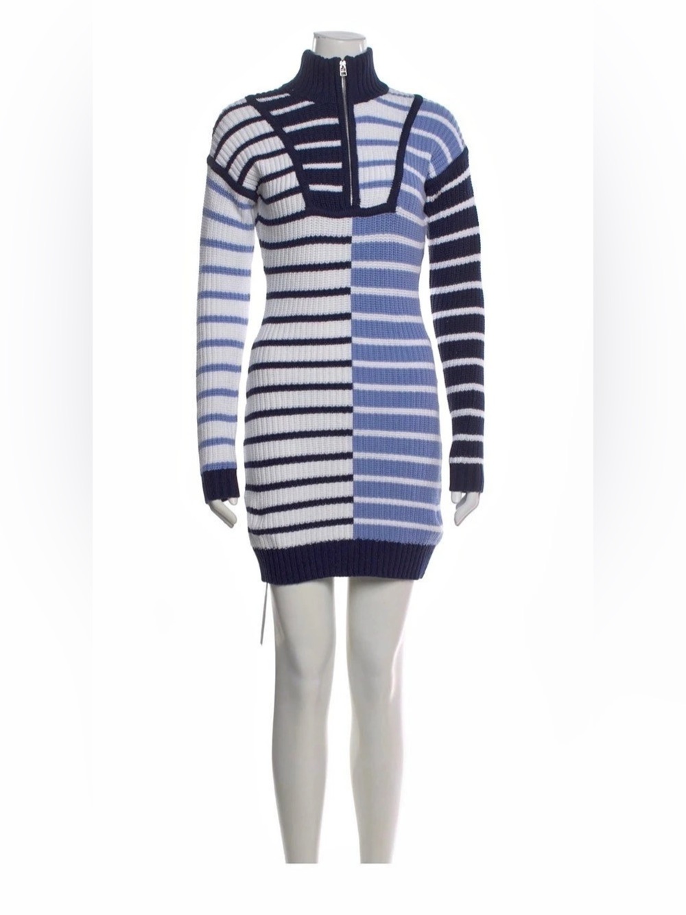 Striped Turtleneck Sweater in Blue & White Like New